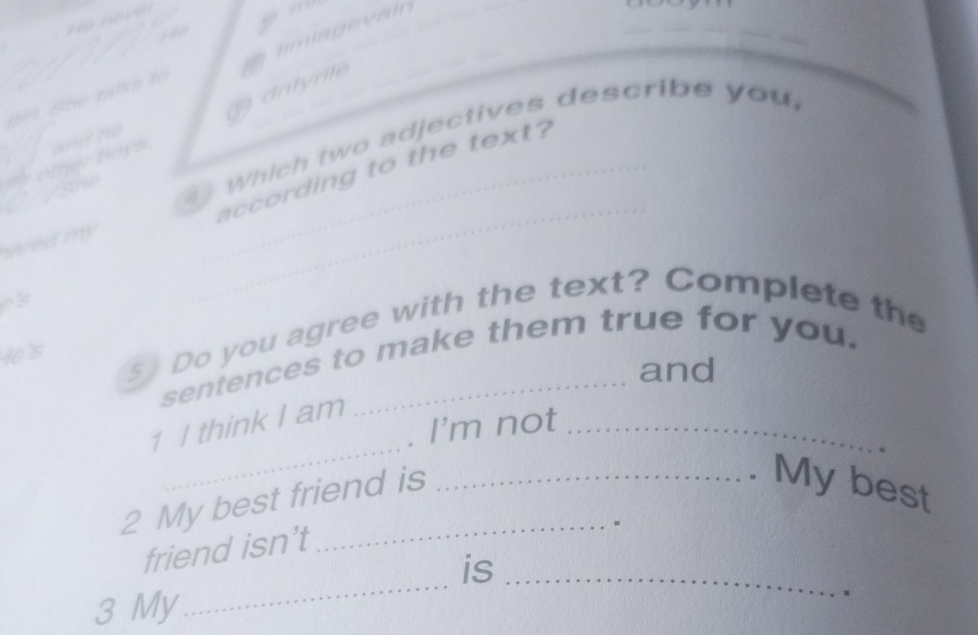 Фото задания: Which two adjectives describe you, according to the text?