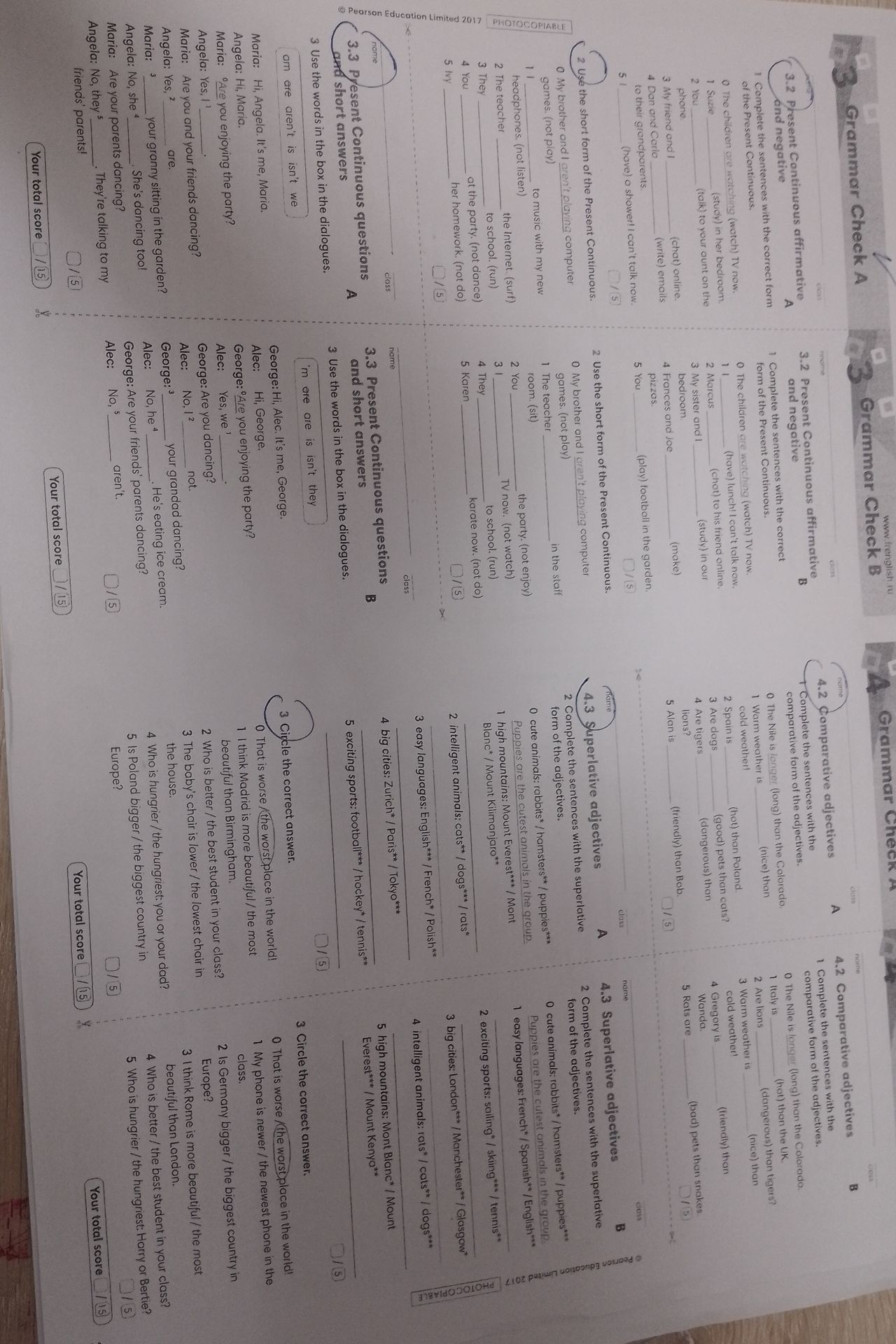 Фото задания: 3.3 Present Continuous questions and short answers A