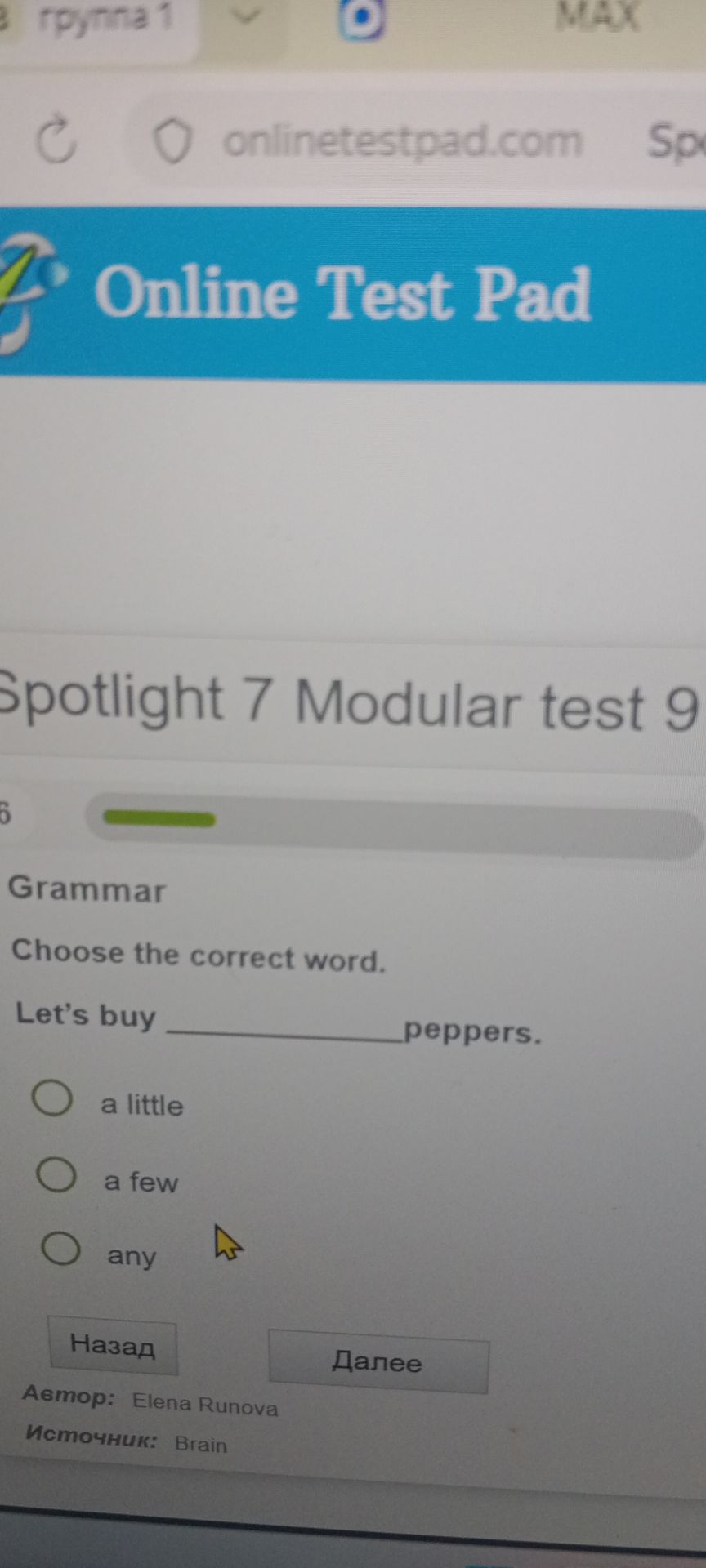 Фото задания: Spotlight 7 Modular test 9 Grammar Choose the correct word. Let's buy ______ peppers.