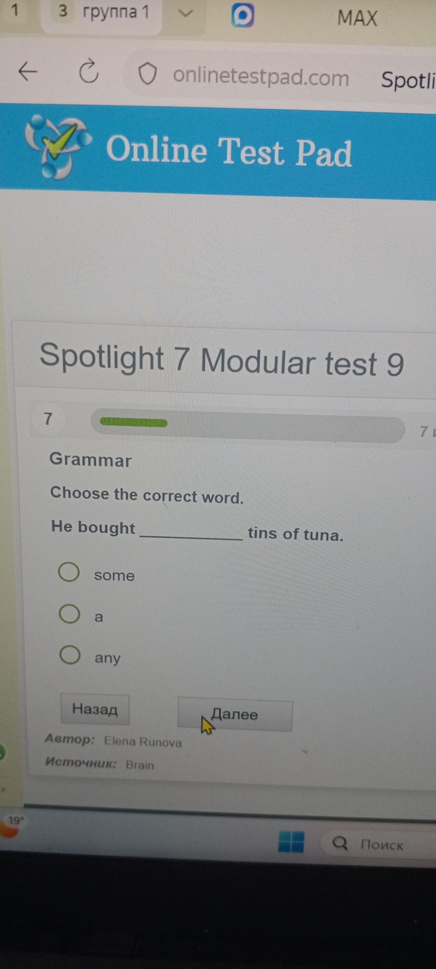 Фото задания: He bought ___ tins of tuna.