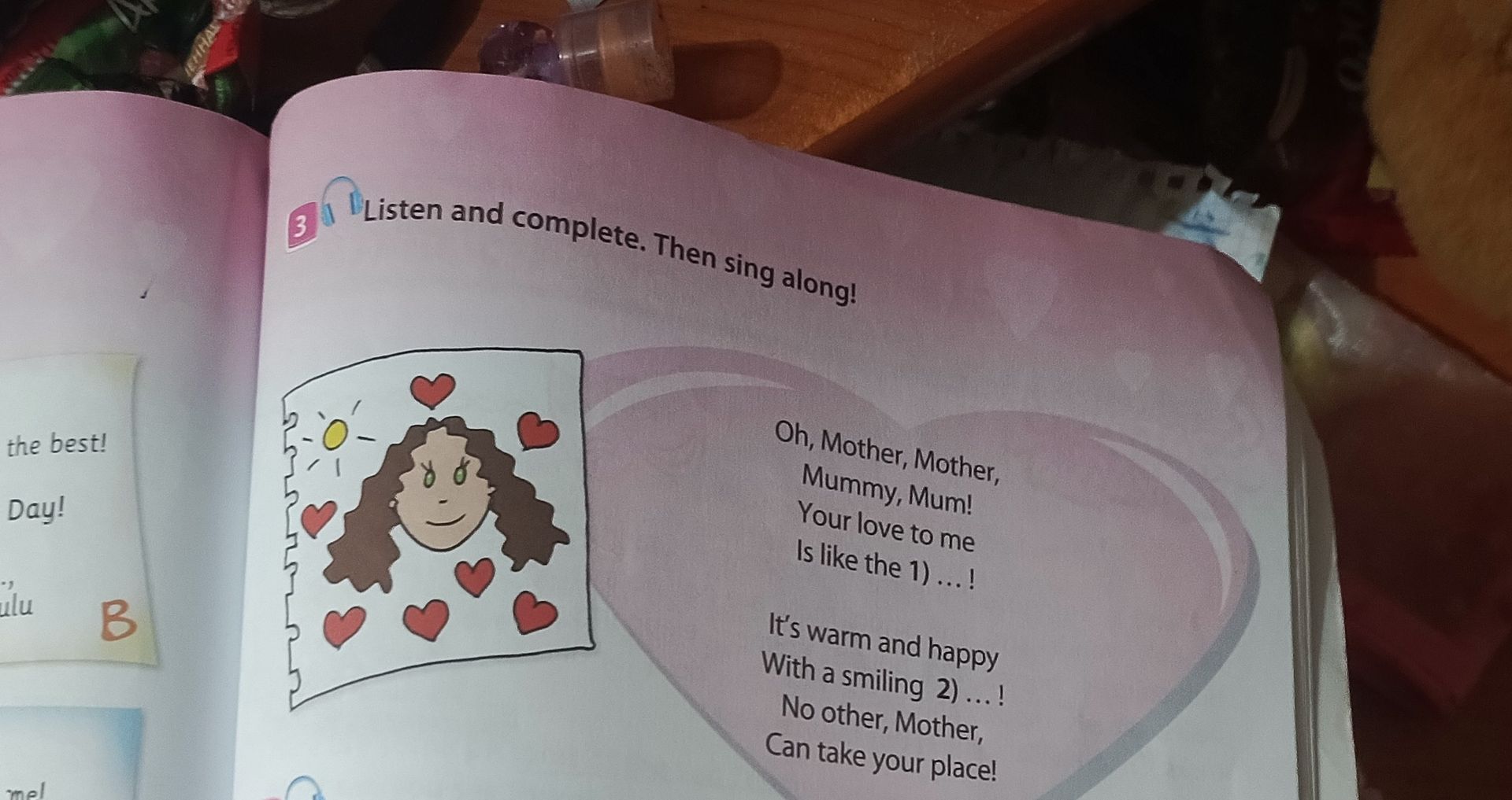 Фото задания: Listen and complete. Then sing along!