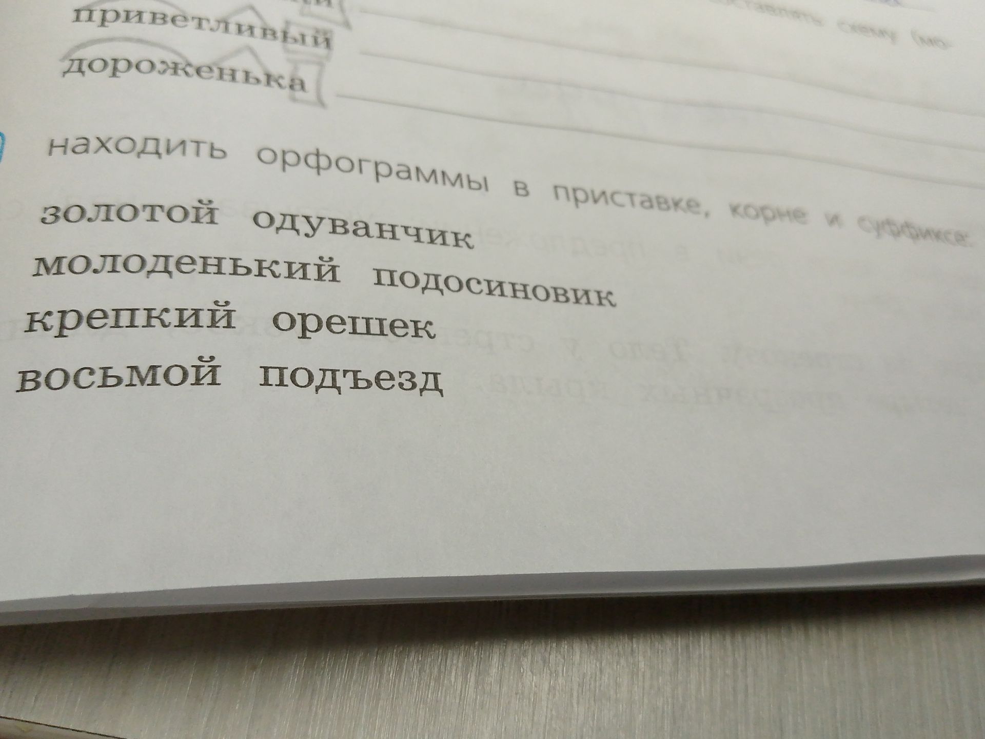 Фото задания: находить орфограммы в приставке, корне и суффиксе