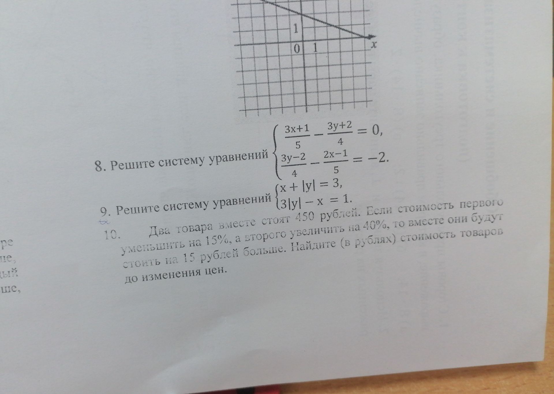 Фото задания: 9. Решите систему уравнений \(\begin{cases} |x+|y|| = 3, \\ |3|y|-x| = 1 \end{cases}\)