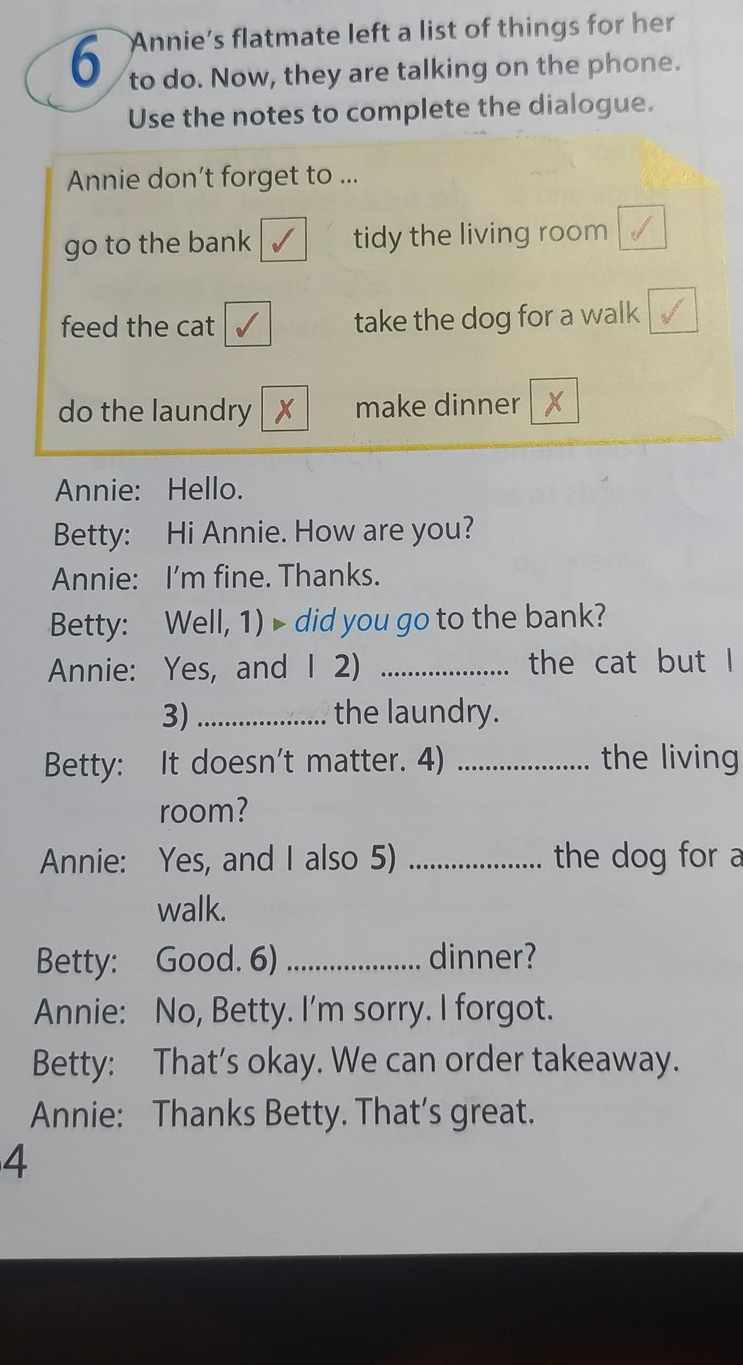 Фото задания: Annie don't forget to ...