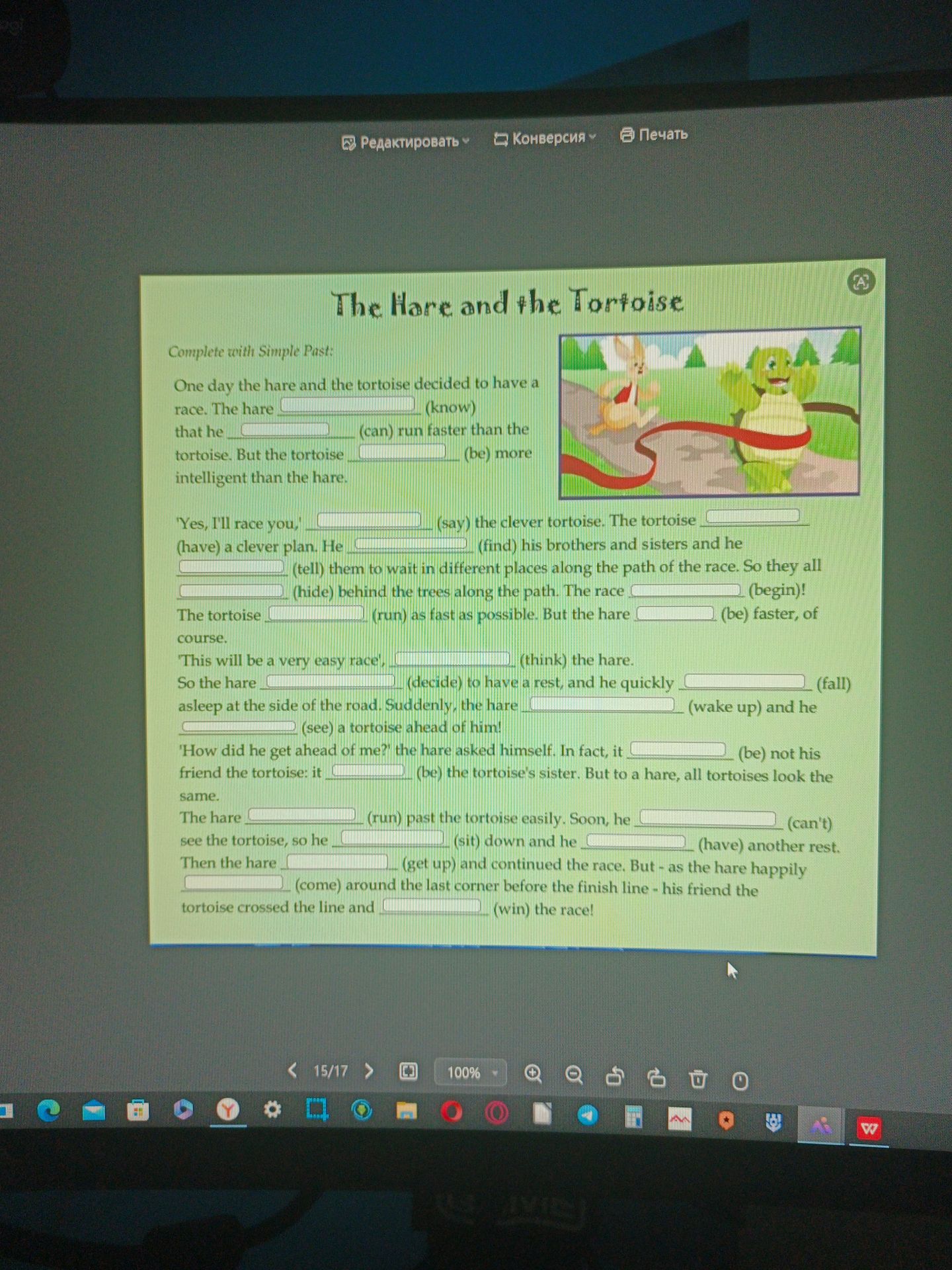 Фото задания: Complete the story with the Simple Past tense of the verbs in brackets.