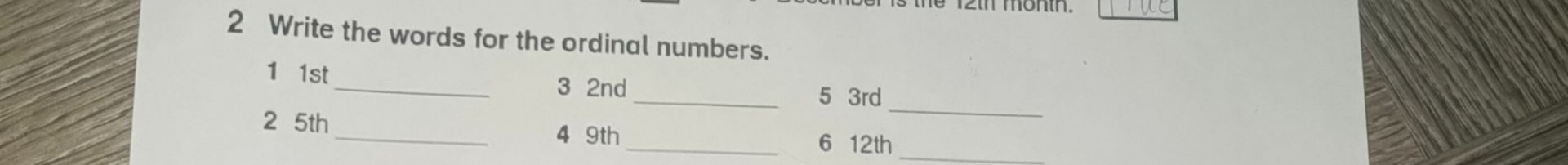 Фото задания: Write the words for the ordinal numbers.