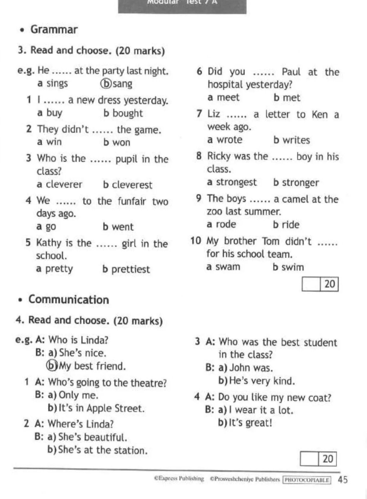 Фото задания: Communication: Read and choose.