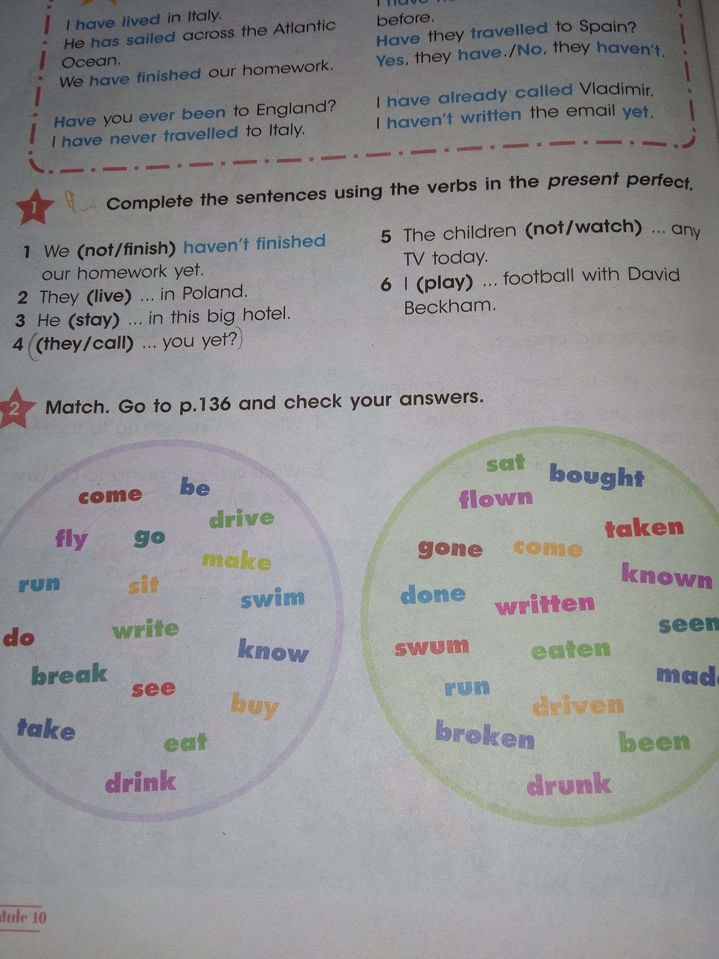 Фото задания: Complete the sentences using the verbs in the present perfect. 1 We (not/finish) our homework yet. 2 They (live) ... in…