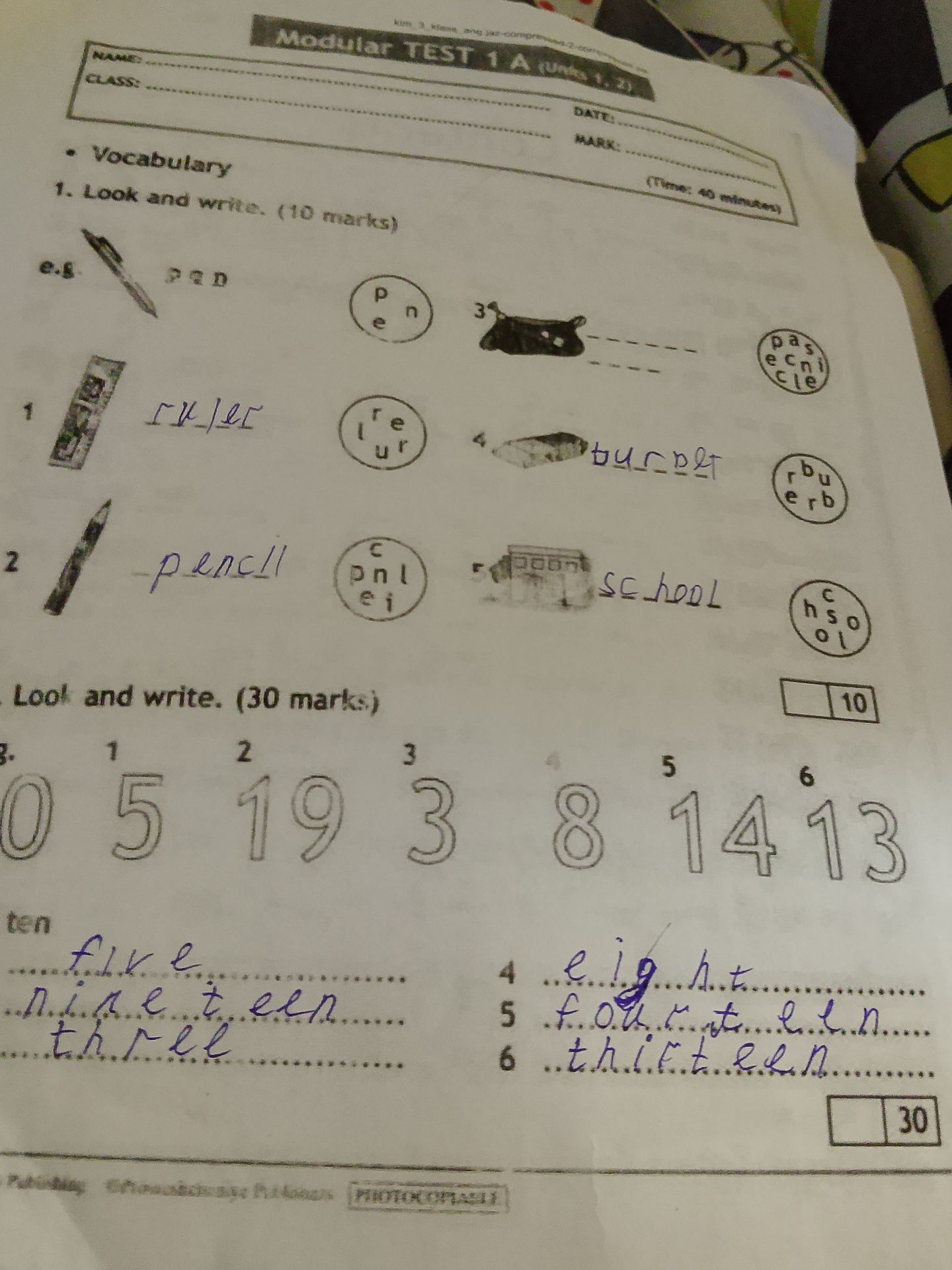 Фото задания: Look and write. (30 marks)