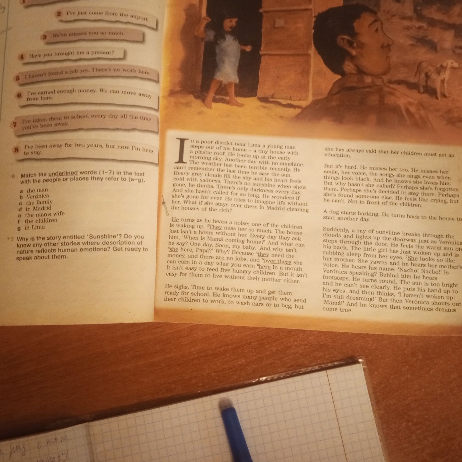 Фото задания: Match the underlined words (1-7) in the text with the people or places they refer to (a-g).
