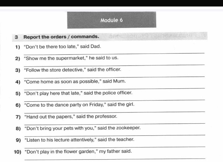 Фото задания: Module 6 3 Report the orders / commands.