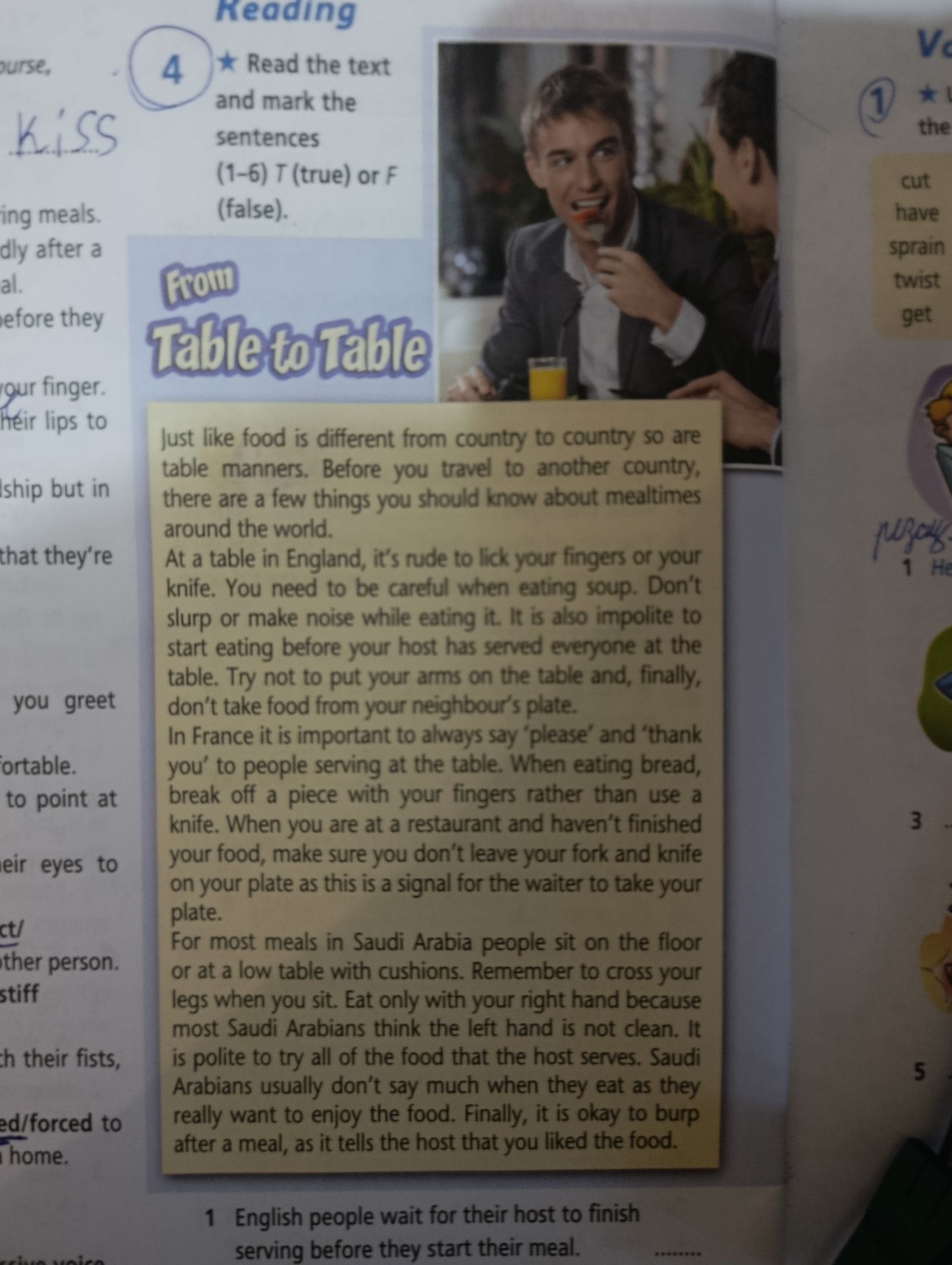 Фото задания: Read the text and mark the sentences (1-6) T (true) or F (false).