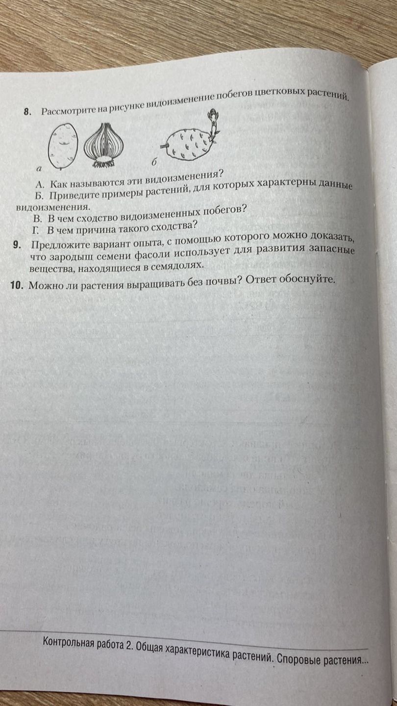 Фото задания: 8. Рассмотрите на рисунке видоизменение побегов цветковых растений. А. Как называются эти видоизменения? Б. Приведите примеры…