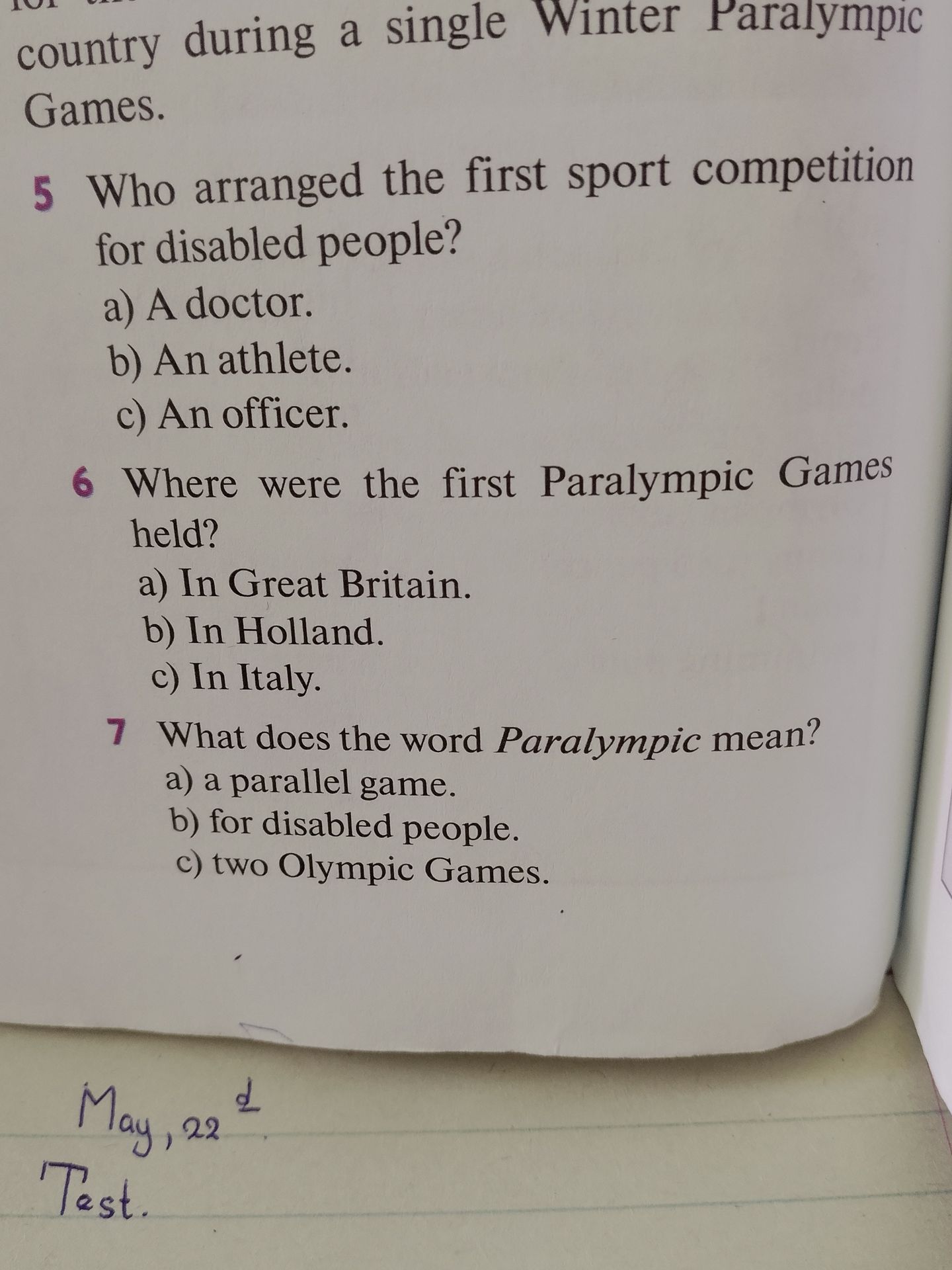 Фото задания: 6 Where were the first Paralympic Games held?