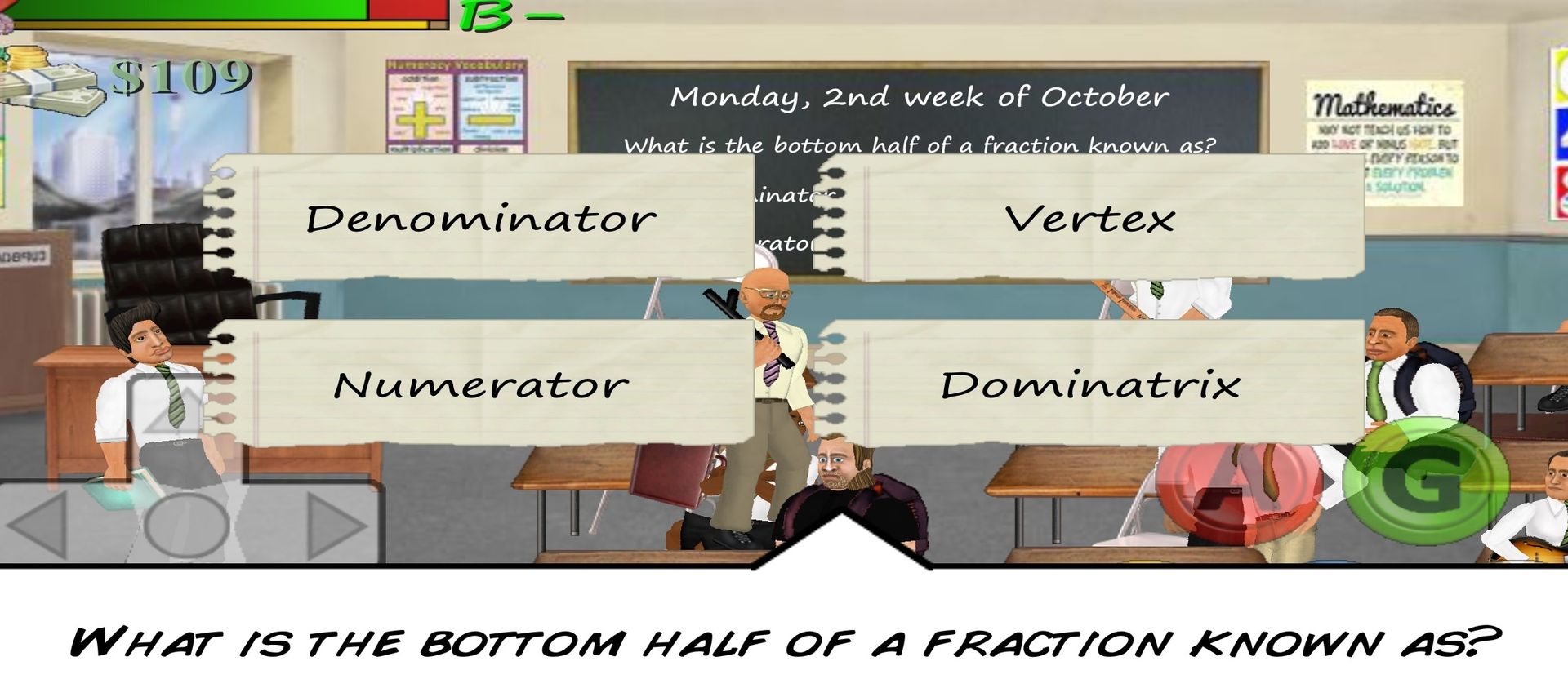 Фото задания: What is the bottom half of a fraction known as?