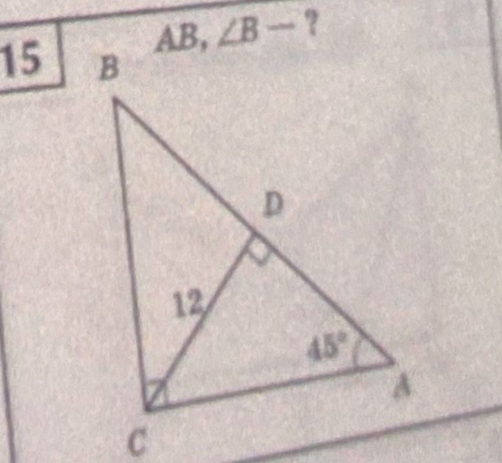 Фото задания: 15 AB, ∠B - ?