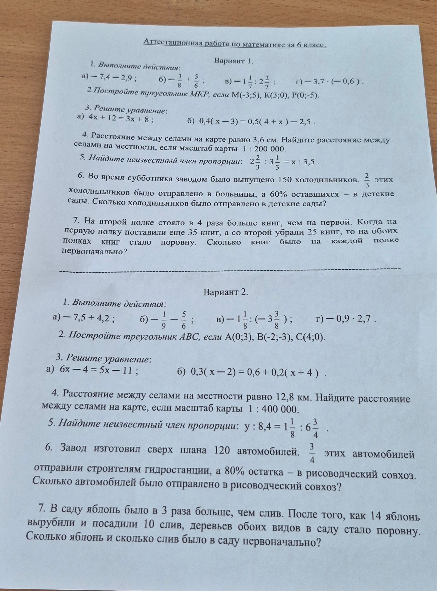 Фото задания: 1. Выполните действия: a)-7,4-2,9; б)-\(\frac{3}{8}\)+\(\frac{5}{6}\); в)-1\(\frac{2}{7}\):2\(\frac{2}{7}\);…