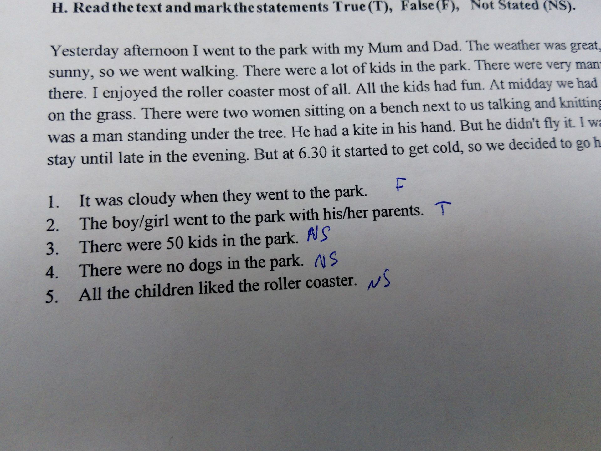 Фото задания: H. Read the text and mark the statements True (T), False (F), Not Stated (NS).
