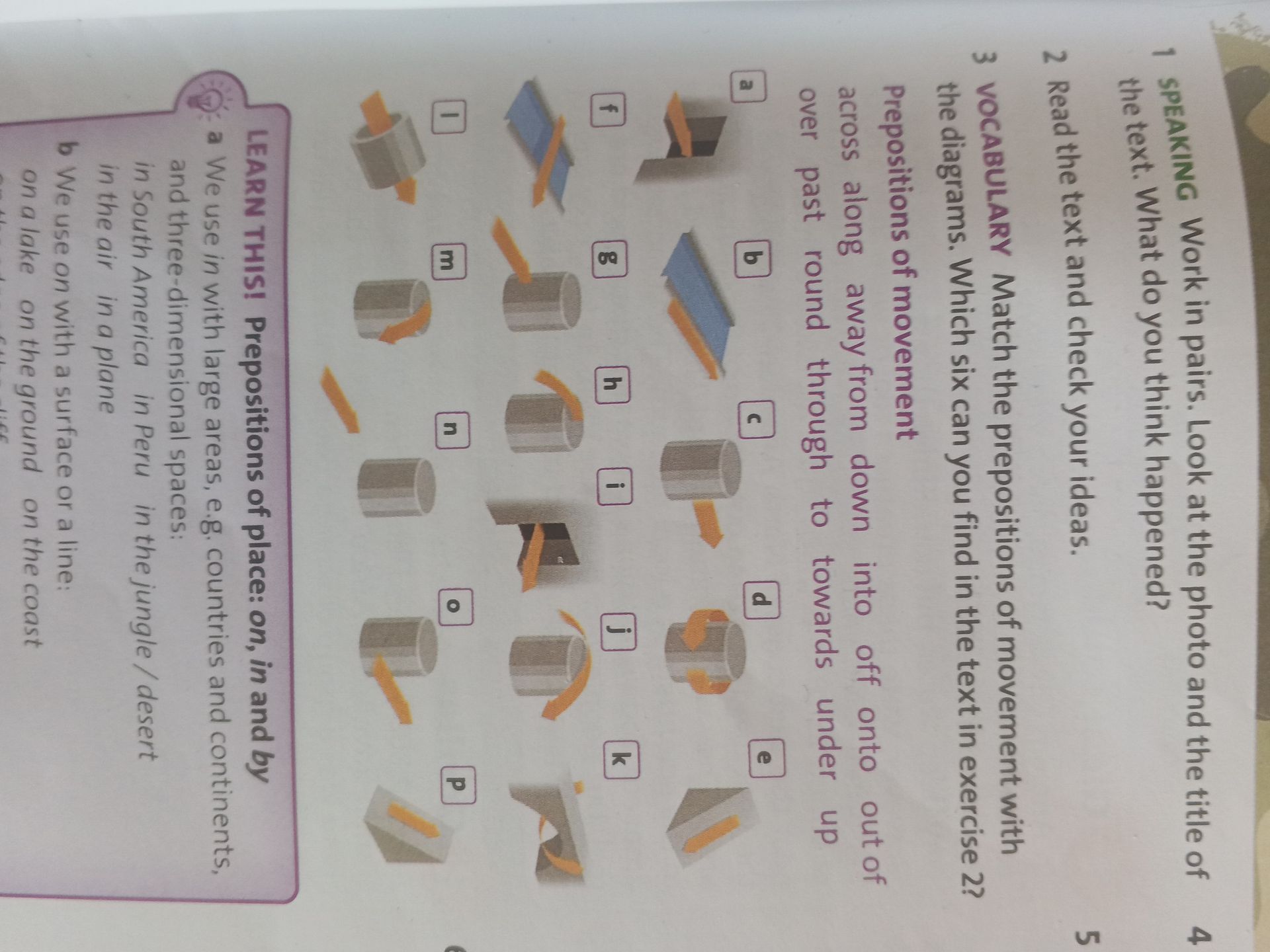 Фото задания: 3 VOCABULARY Match the prepositions of movement with the diagrams. Which six can you find in the text in exercise 2?
