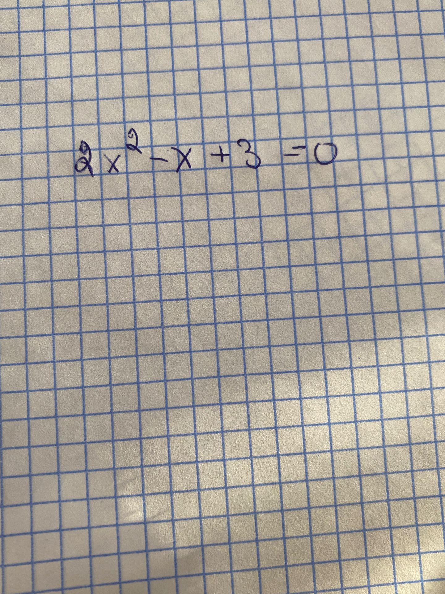 Фото задания: 2x^2 - x + 3 = 0