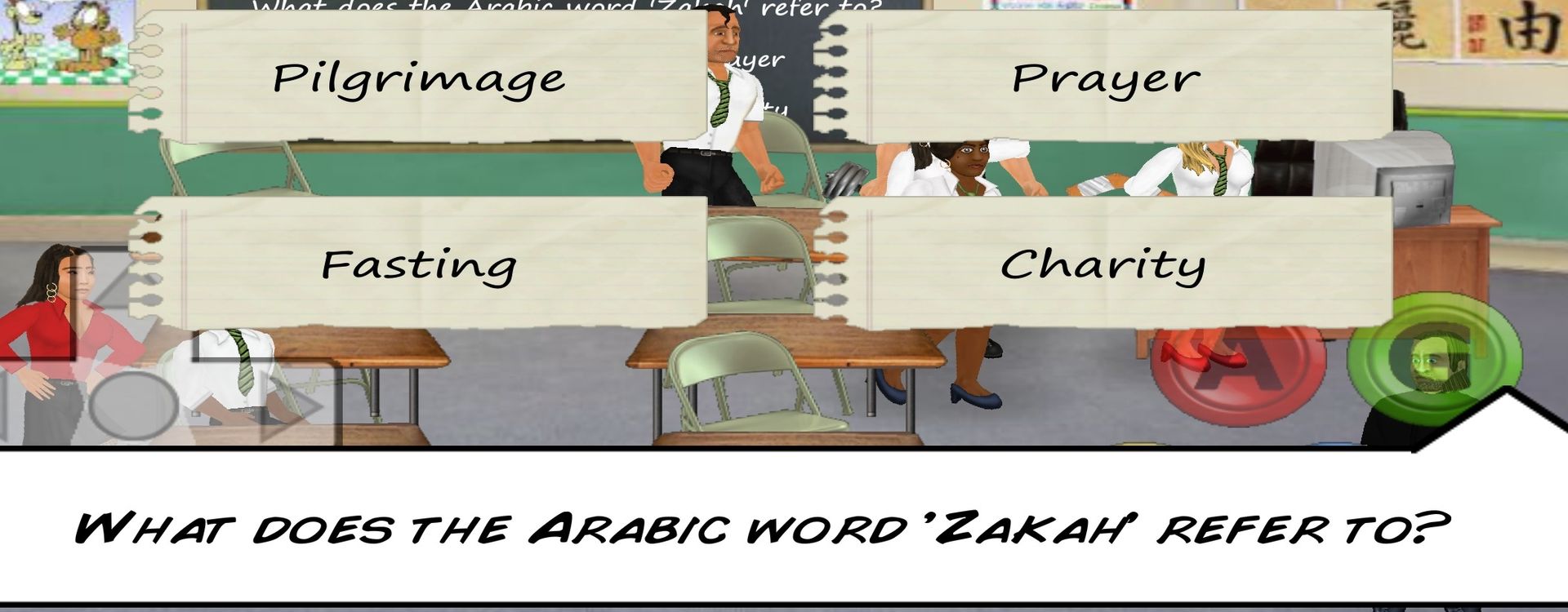 Фото задания: What does the Arabic word 'Zakah' refer to?