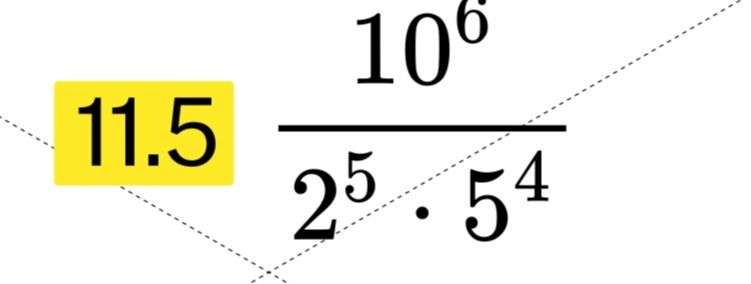 Фото задания: Simplify the expression: $\frac{10^6}{2^5 \cdot 5^4}$.