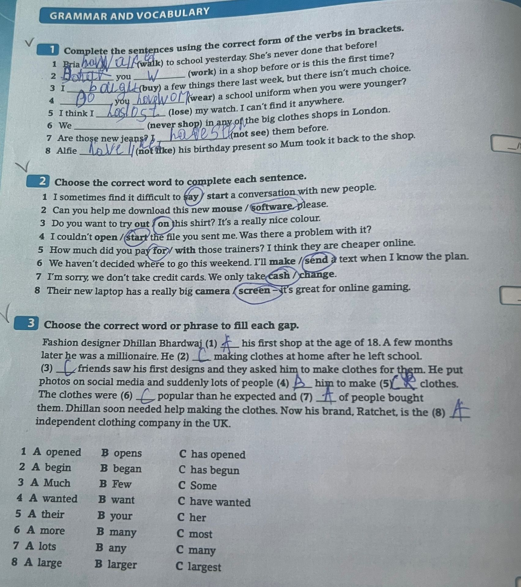 Фото задания: Multiple choice questions from 1 to 8.