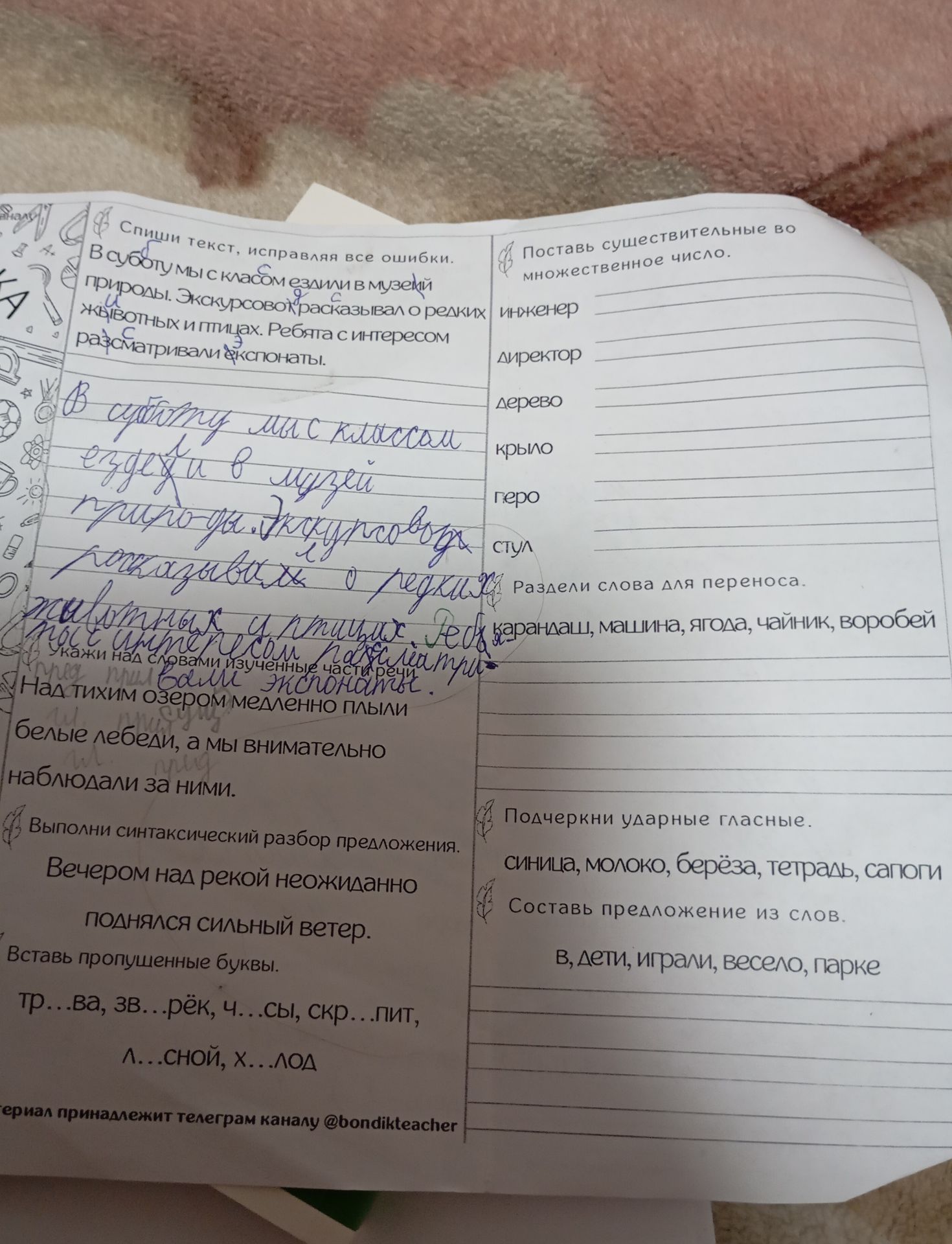 Фото задания: Раздели слова для переноса.