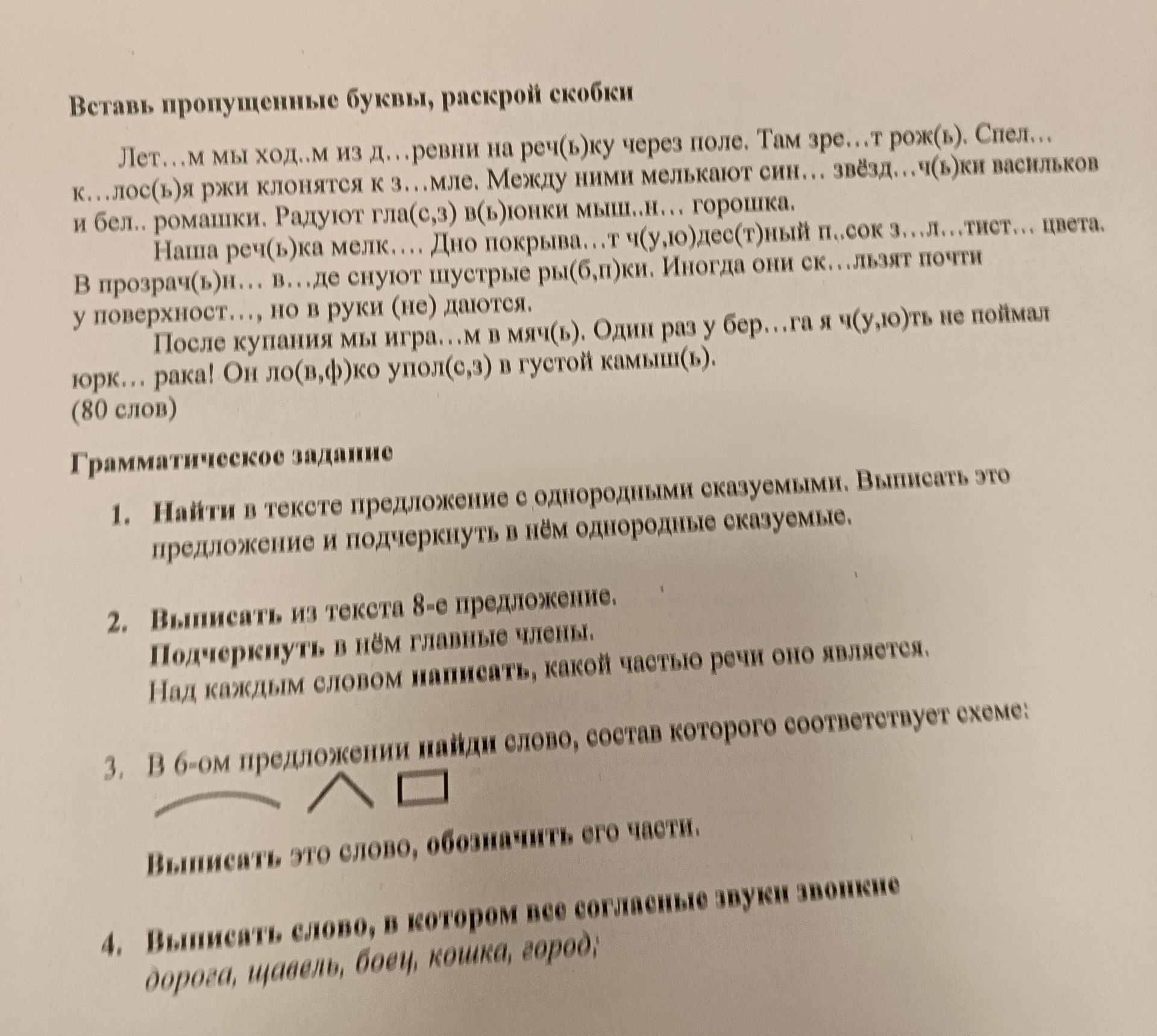Фото задания: Вставь пропущенные буквы, раскрой скобки