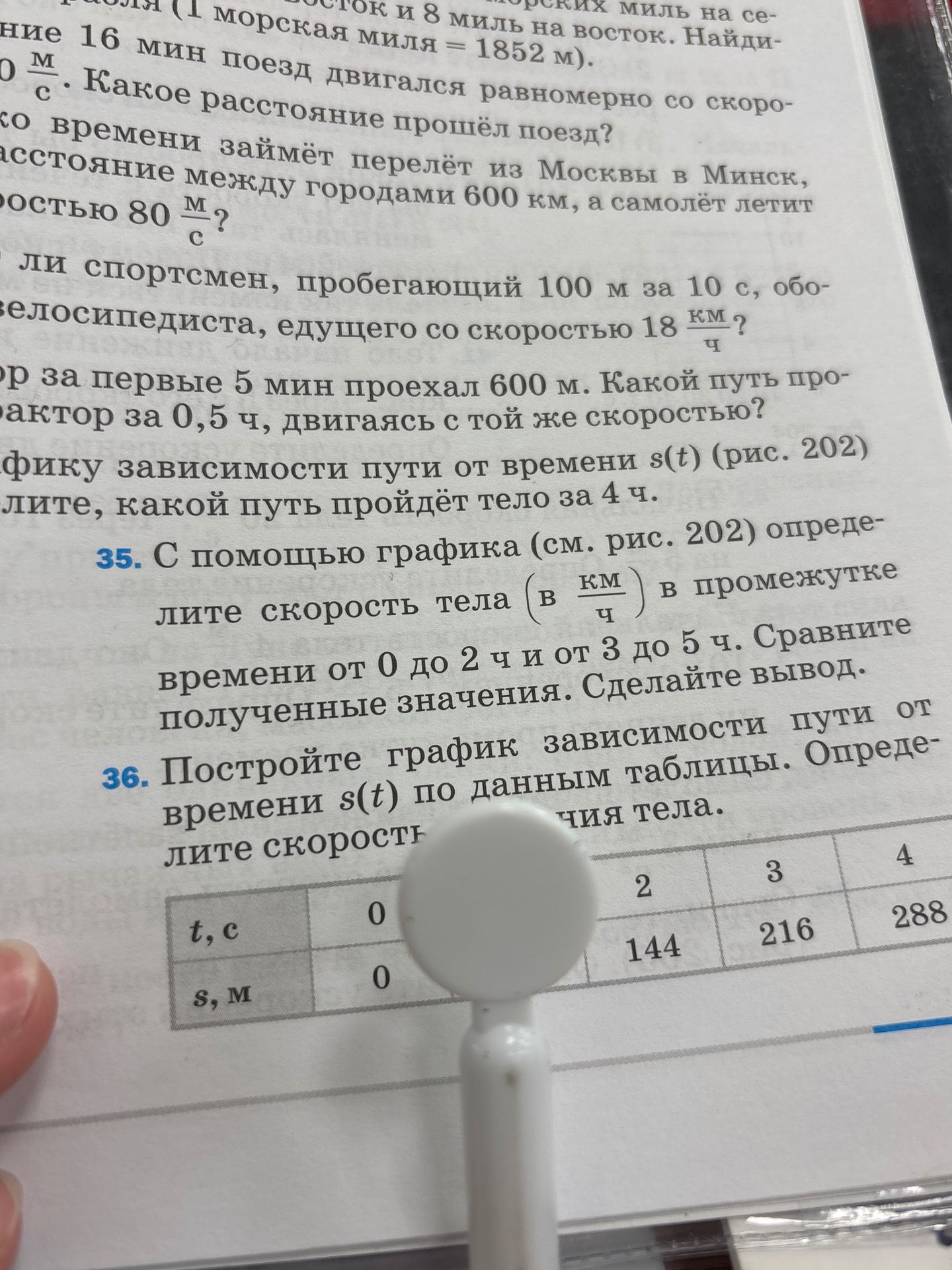 Фото задания: 35. С помощью графика (см. рис. 202) определите скорость тела (в км/ч) в промежутке времени от 0 до 2 ч и от 3 до 5 ч.…