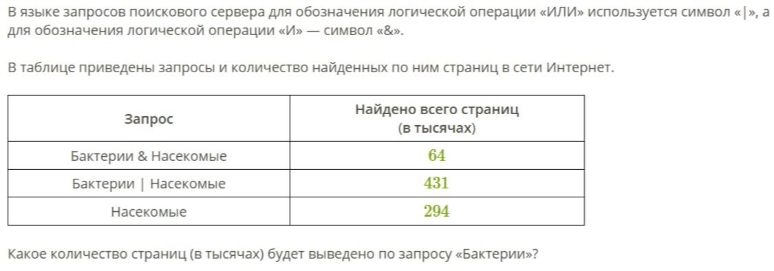 Фото задания: Какое количество страниц (в тысячах) будет выведено по запросу «Бактерии»?