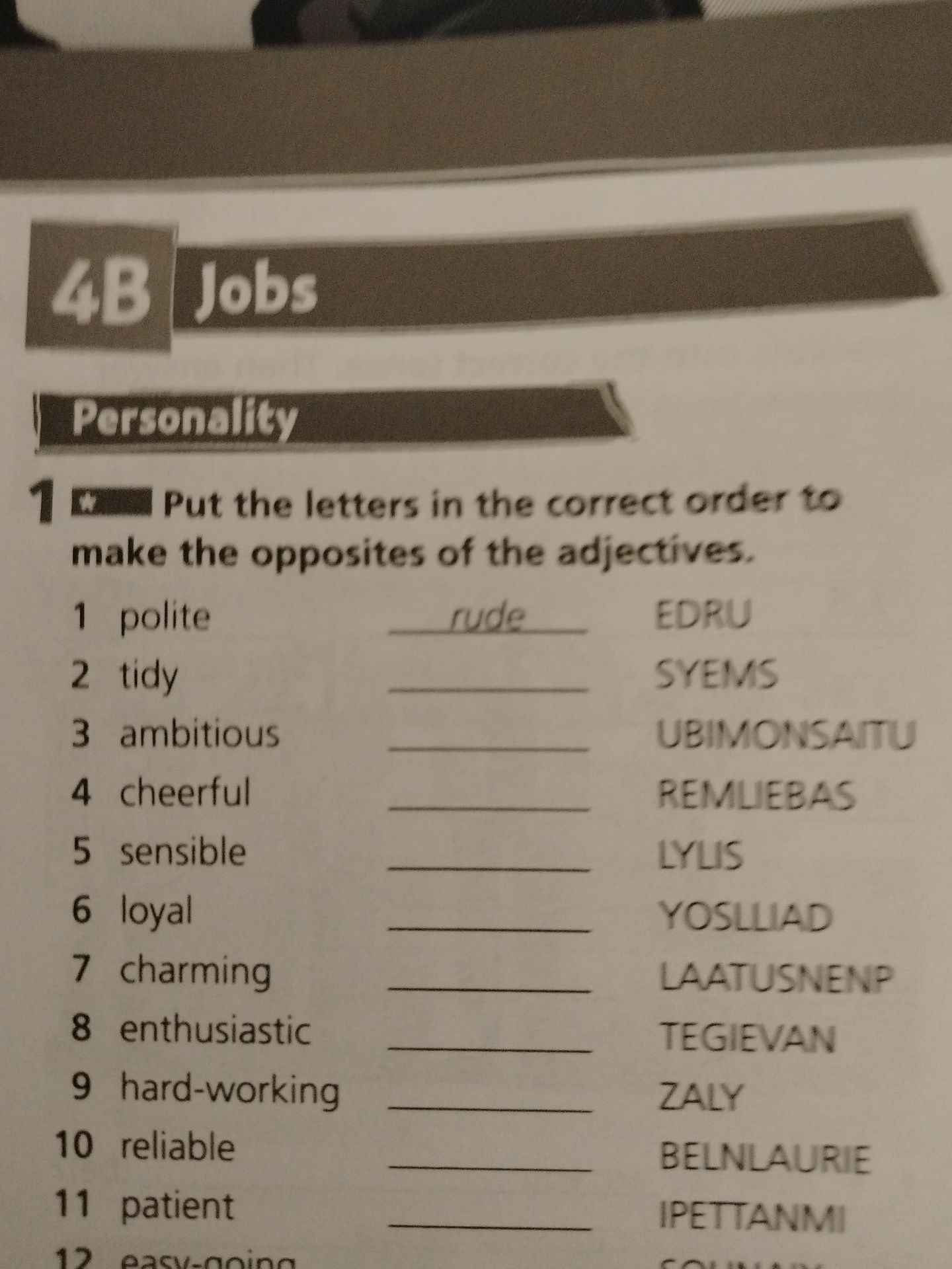 Фото задания: 1 Put the letters in the correct order to make the opposites of the adjectives.