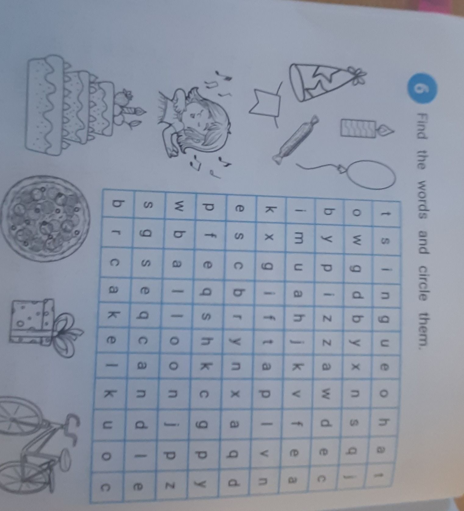 Фото задания: Find the words and circle them.