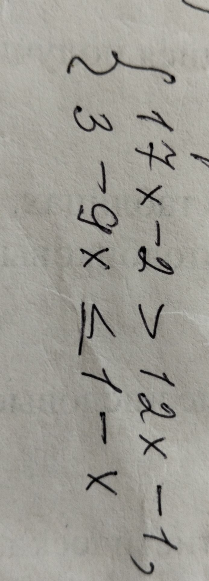 Фото задания: Solve the inequality: 3 - 9x \(\ge\) 17x - 1
