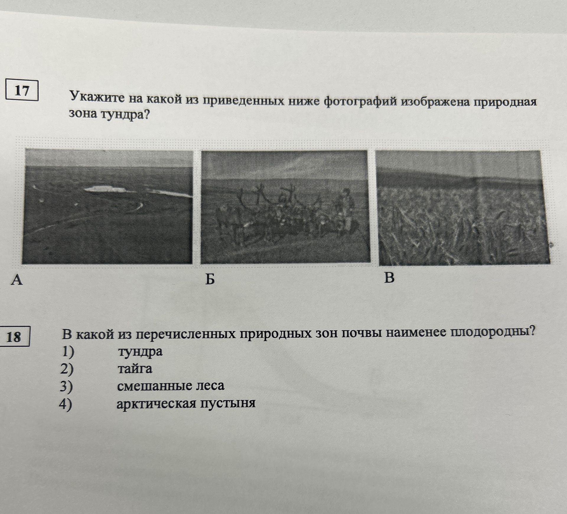 Фото задания: В какой из перечисленных природных зон почвы наименее плодородны?