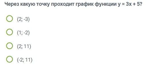 Фото задания: Через какую точку проходит график функции у = 3х + 5?
