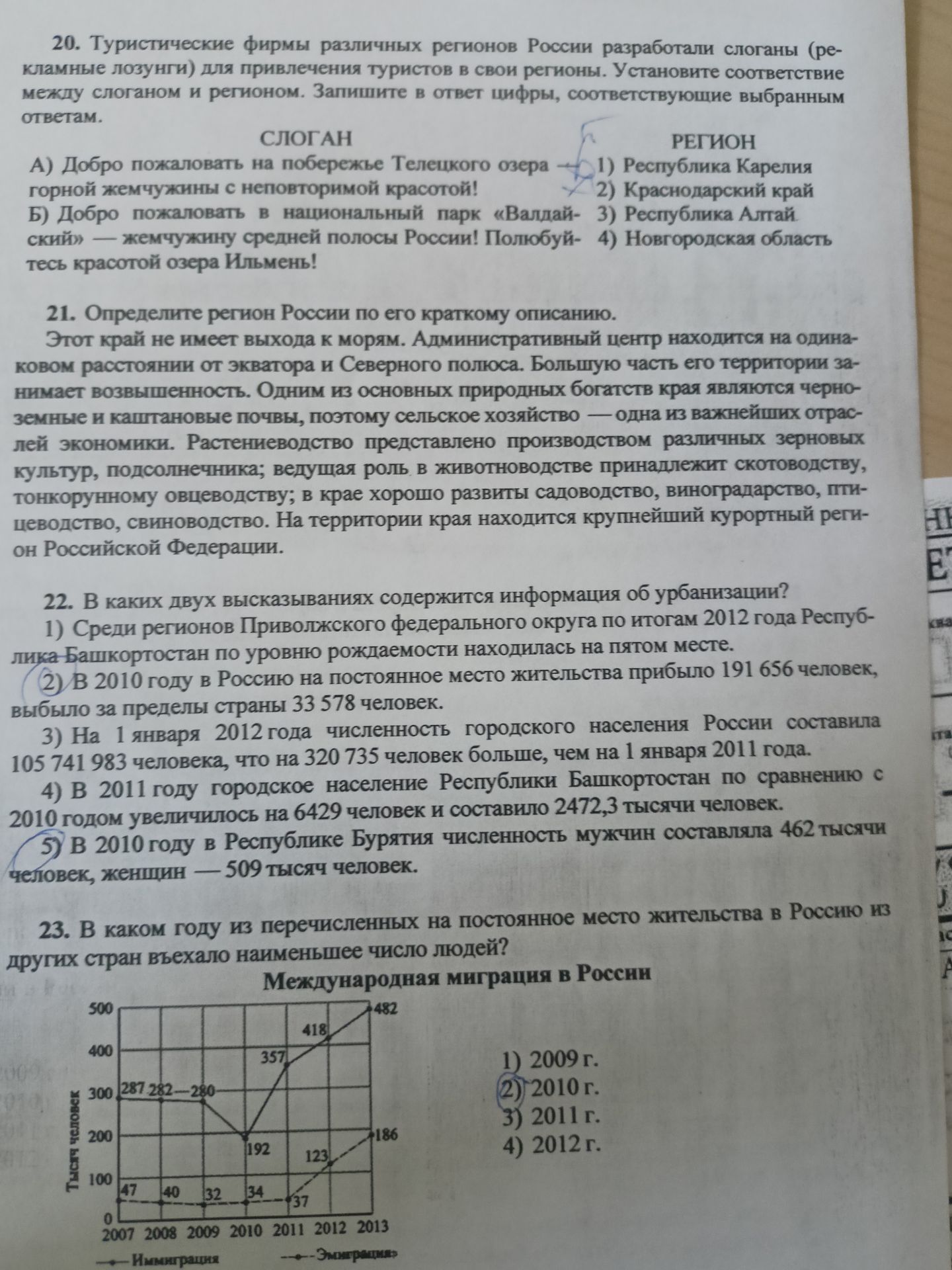 Фото задания: 22. В каких двух высказываниях содержится информация об урбанизации?