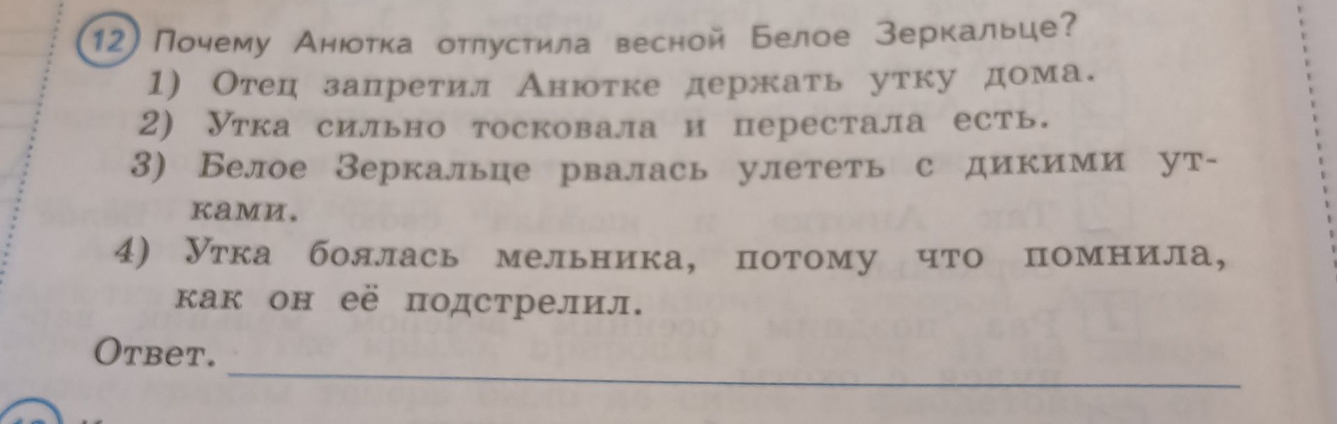 Фото задания: 12 Почему Анютка отпустила весной Белое Зеркальце?