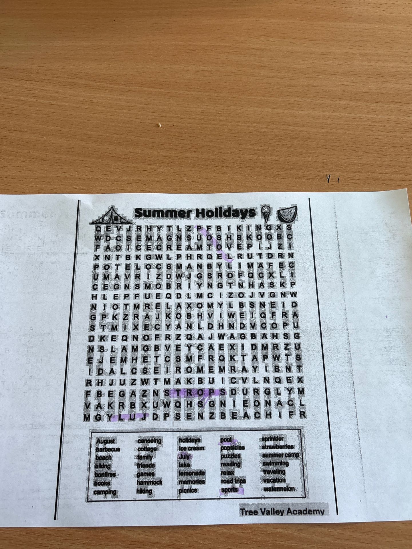 Фото задания: Summer Holidays word search