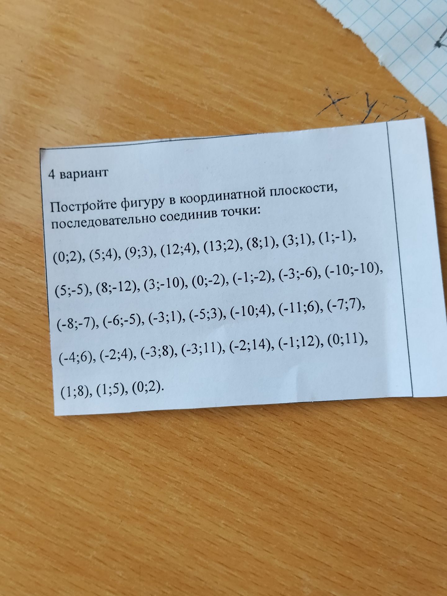 Фото задания: Постройте фигуру в координатной плоскости, последовательно соединив точки:
