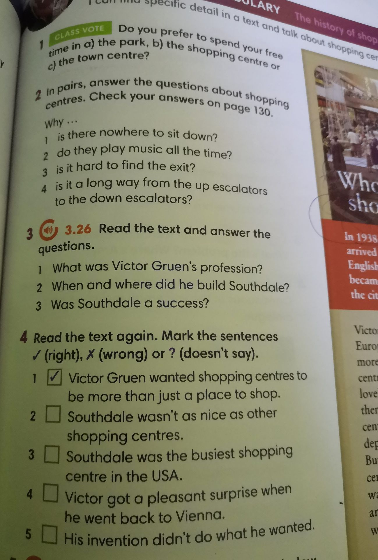 Фото задания: 3. Read the text and answer the questions. 1 What was Victor Gruen's profession? 2 When and where did he build Southdale? 3…
