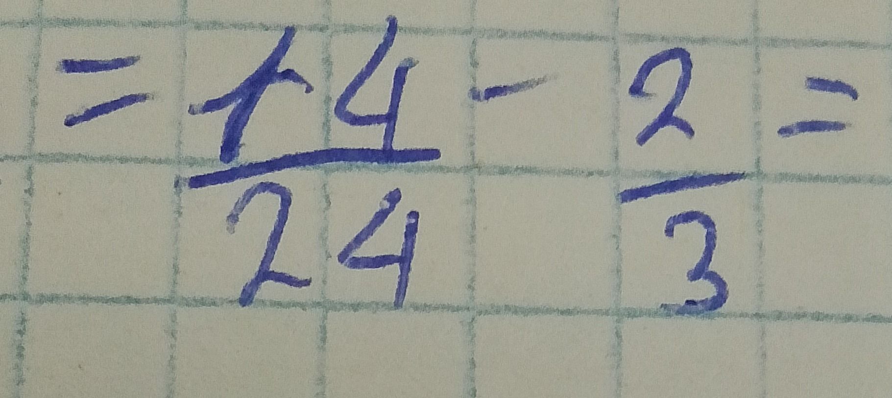 Фото задания: Simplify the expression: \(\frac{14}{24} - \frac{2}{3}\).