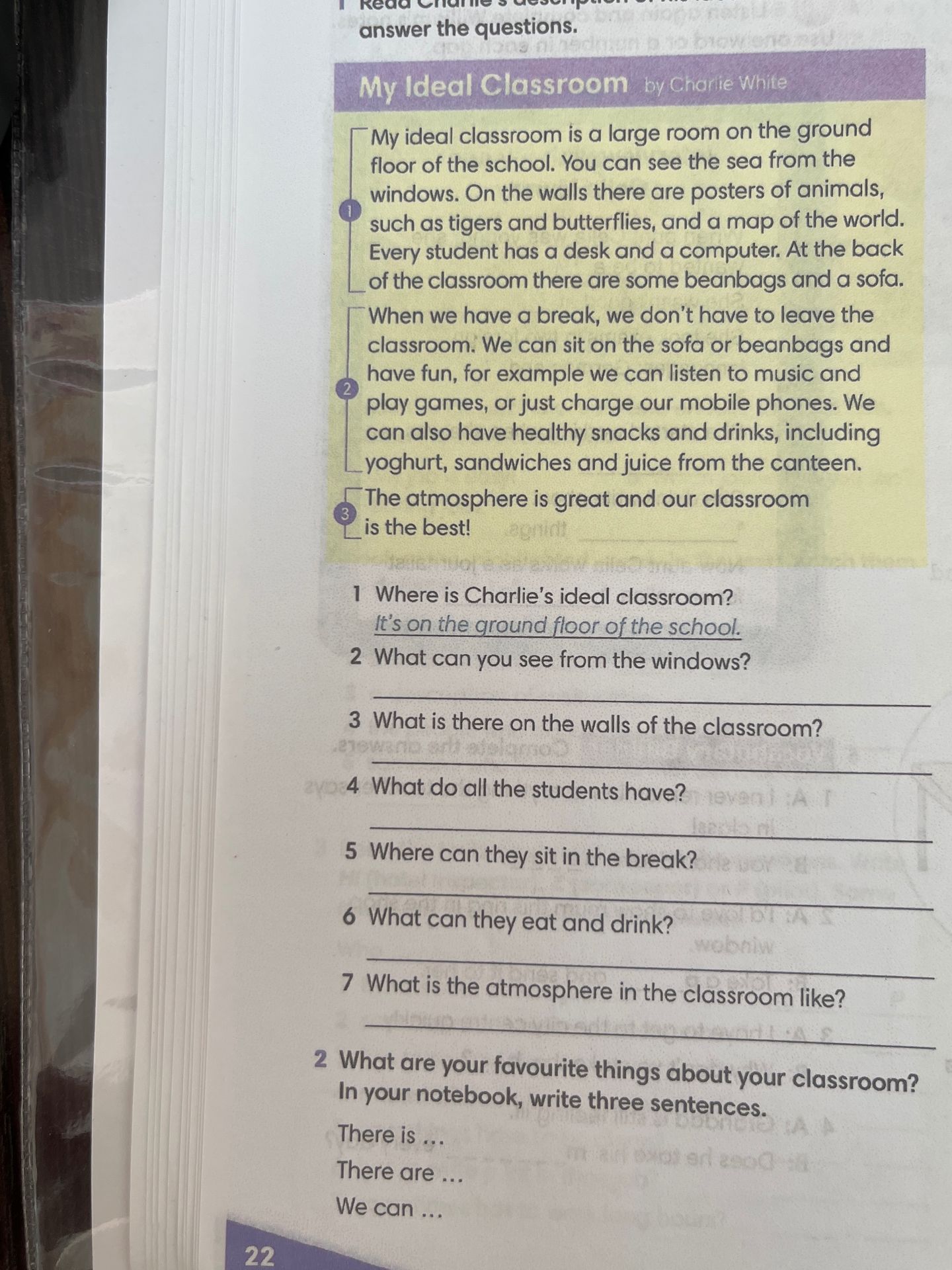 Фото задания: 1. Where is Charlie's ideal classroom?