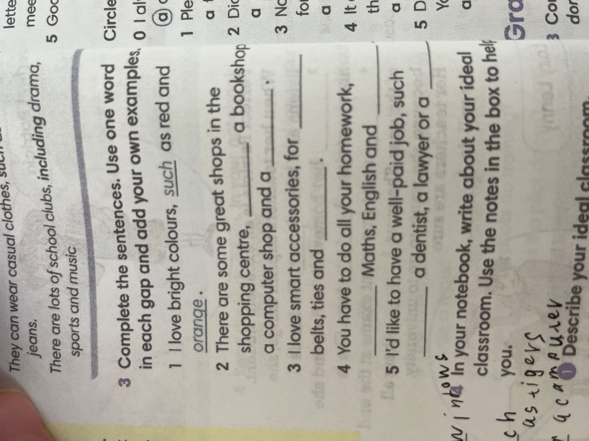 Фото задания: In your notebook, write about your ideal classroom. Use the notes in the box to help you.