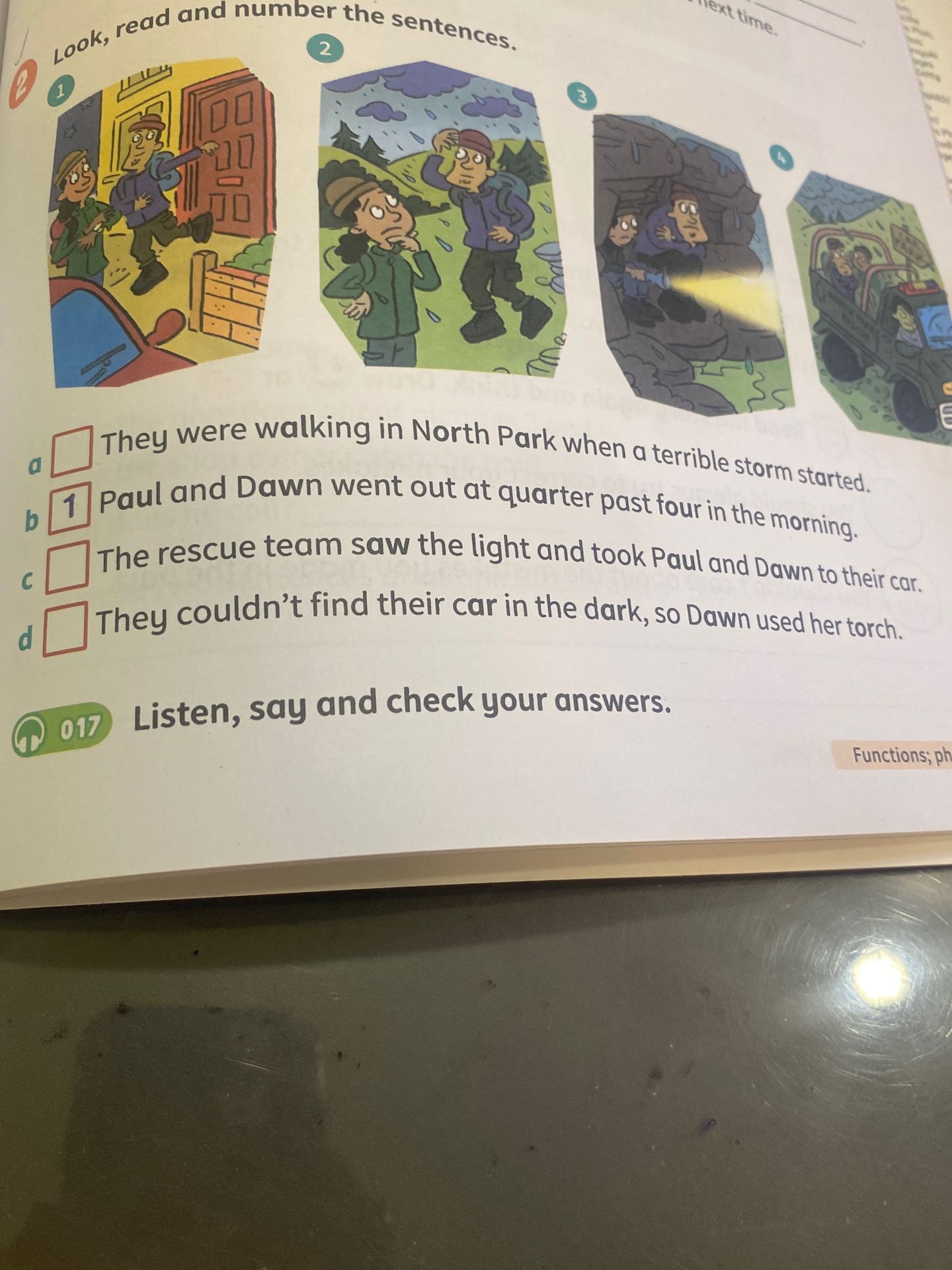 Фото задания: Look, read and number the sentences.