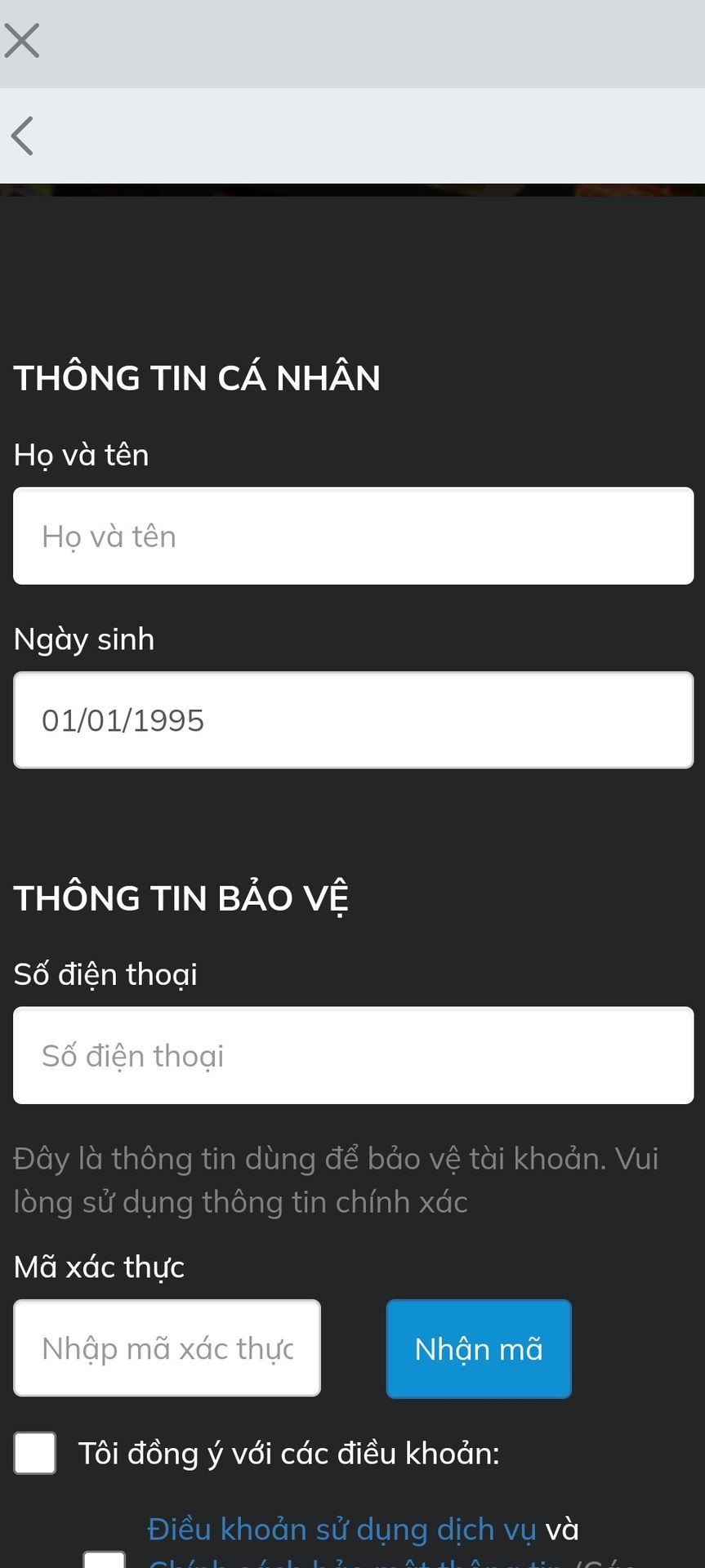 Фото задания: THÔNG TIN CÁ NHÂN Họ và tên Họ và tên Ngày sinh 01/01/1995 THÔNG TIN BẢO VỆ Số điện thoại Số điện thoại Đây là thông tin dùng…