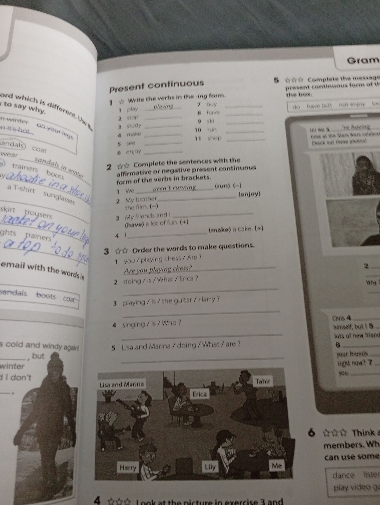 Фото задания: 2 Complete the sentences with the affirmative or negative present continuous form of the verbs in brackets.