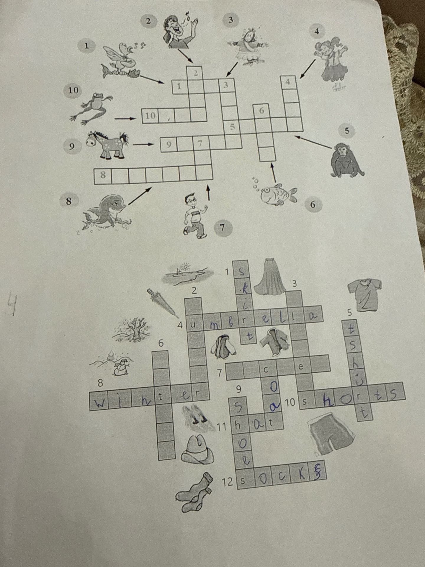 Фото задания: Complete the crossword puzzle based on the pictures.