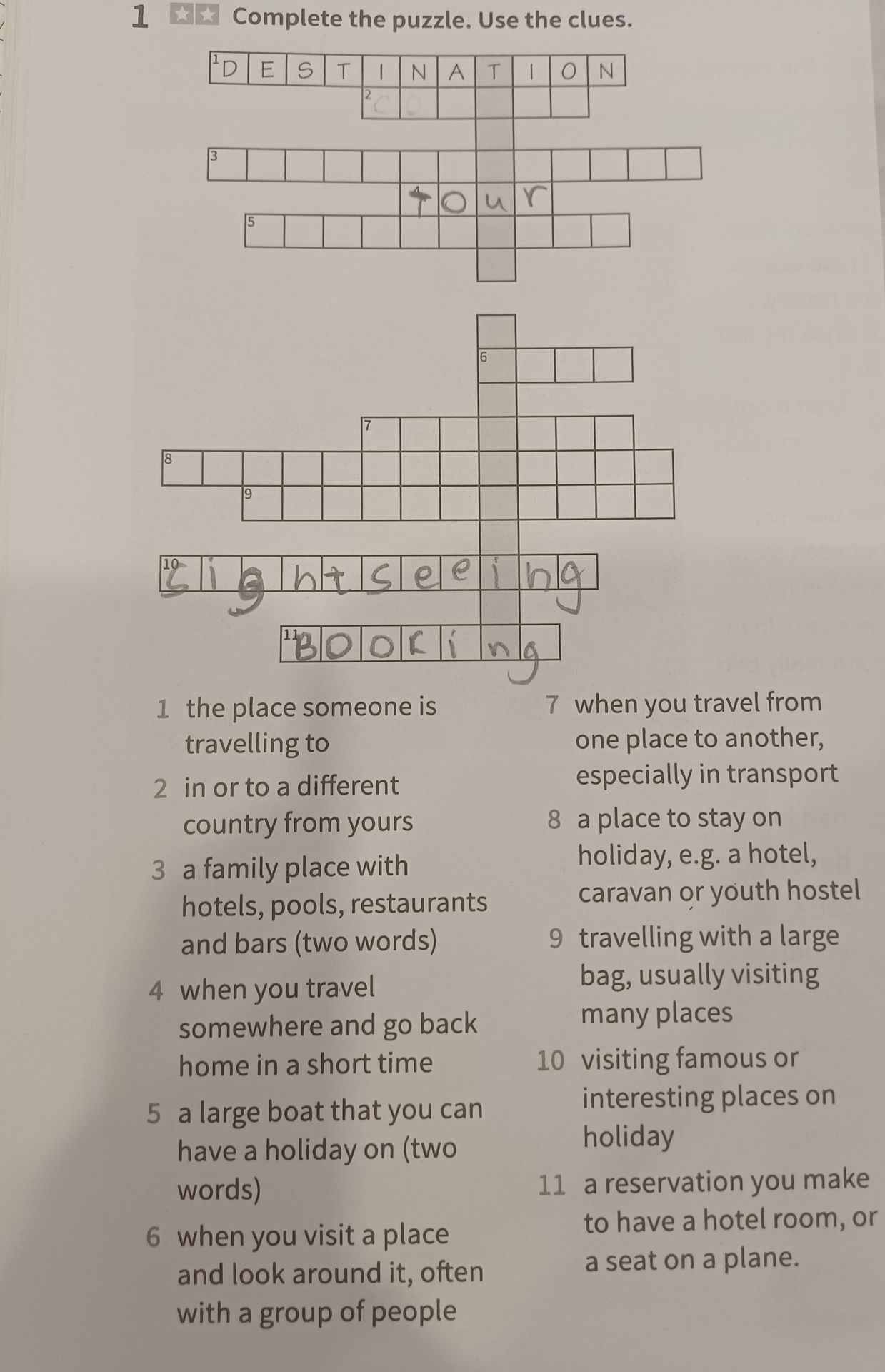 Фото задания: 1. Complete the puzzle. Use the clues.