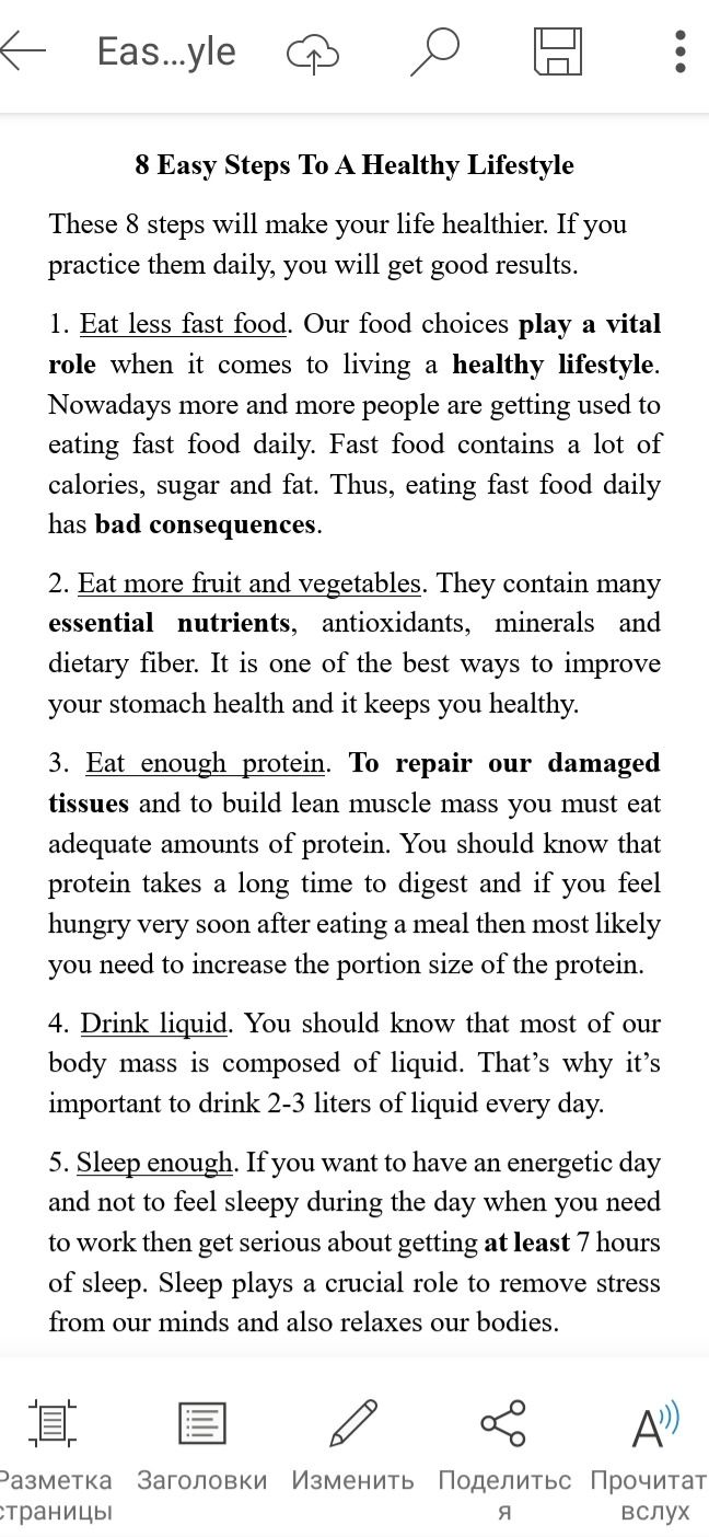 Фото задания: 8 Easy Steps To A Healthy Lifestyle